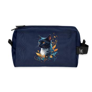 Bunte Katze - Recycelte Kulturtasche - Navy - Vorne