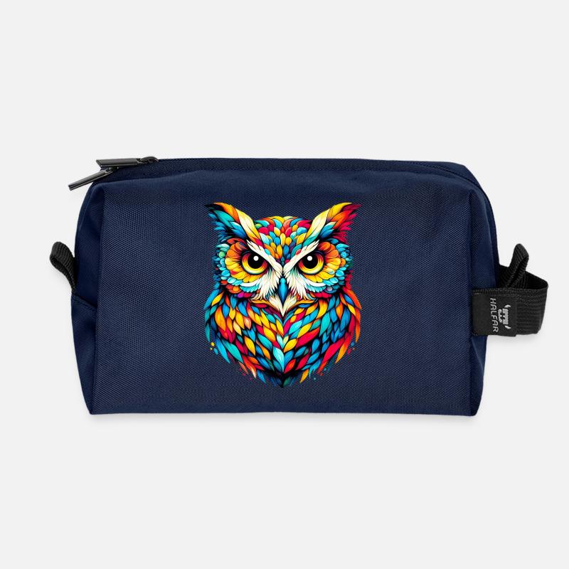 Eule - Recycelte Kulturtasche - Navy