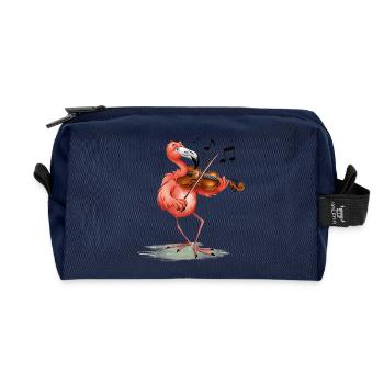 Flamingo Violinist - Recycled Toiletry Zip Bag - navy - Front