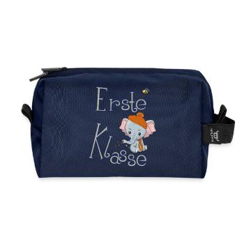 Erste Klasse, Elefant - Recycelte Kulturtasche - Navy - Vorne