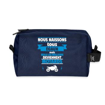 tous égaux meilleurs motards,Moto,Motard - Trousse de toilette en tissu recyclé - marine - Devant