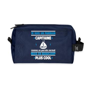 Je suis un parrain capitaine plus cool - Trousse de toilette en tissu recyclé - marine - Devant