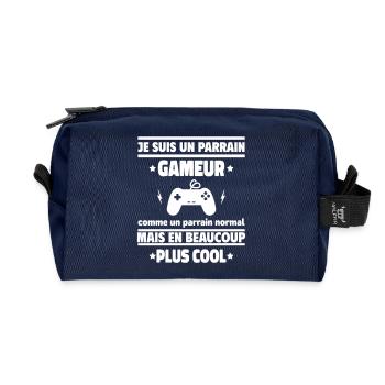 Je suis un parrain gameur plus cool - Trousse de toilette en tissu recyclé - marine - Devant