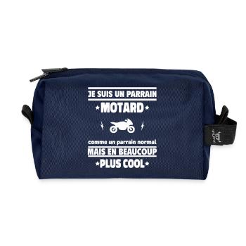 Je suis un parrain motard plus cool - Trousse de toilette en tissu recyclé - marine - Devant