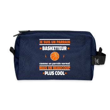 Je suis un parrain basketteur plus cool - Trousse de toilette en tissu recyclé - marine - Devant