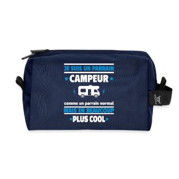 Je suis un parrain campeur plus cool - Trousse de toilette en tissu recyclé - marine - Devant
