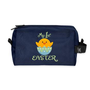 Joyeuses Pâques Premier poussin de Pâques - Trousse de toilette en tissu recyclé - marine - Devant