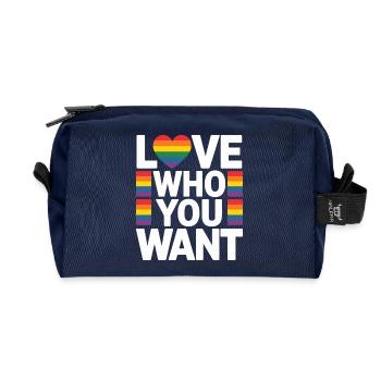 Love Who You Want: Rainbow Heart - Recycled Toiletry Zip Bag - navy - Front