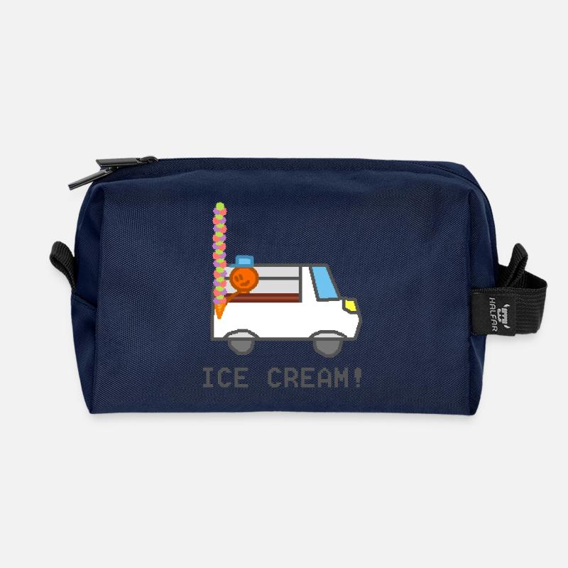 Eiswagen mit lächelnder Figur - Recycelte Kulturtasche - Navy