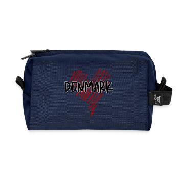 Danish pride, heart Denmark - Recycled Toiletry Zip Bag - navy - Front