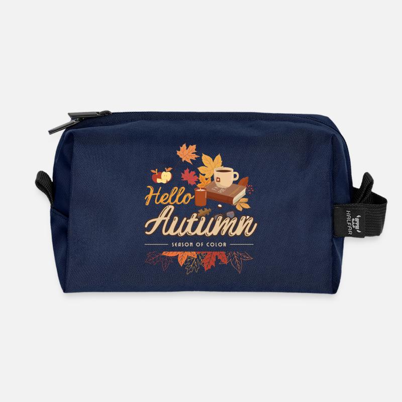 Herbstliche Gemütlichkeit mit Kaffee - Recycelte Kulturtasche - Navy