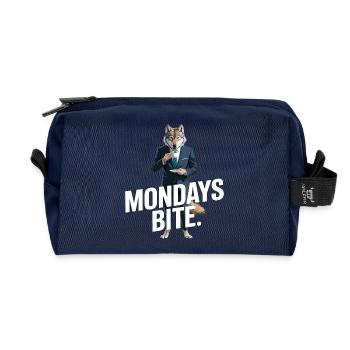 Les lundis mordent le loup en costume - Trousse de toilette en tissu recyclé - marine - Devant