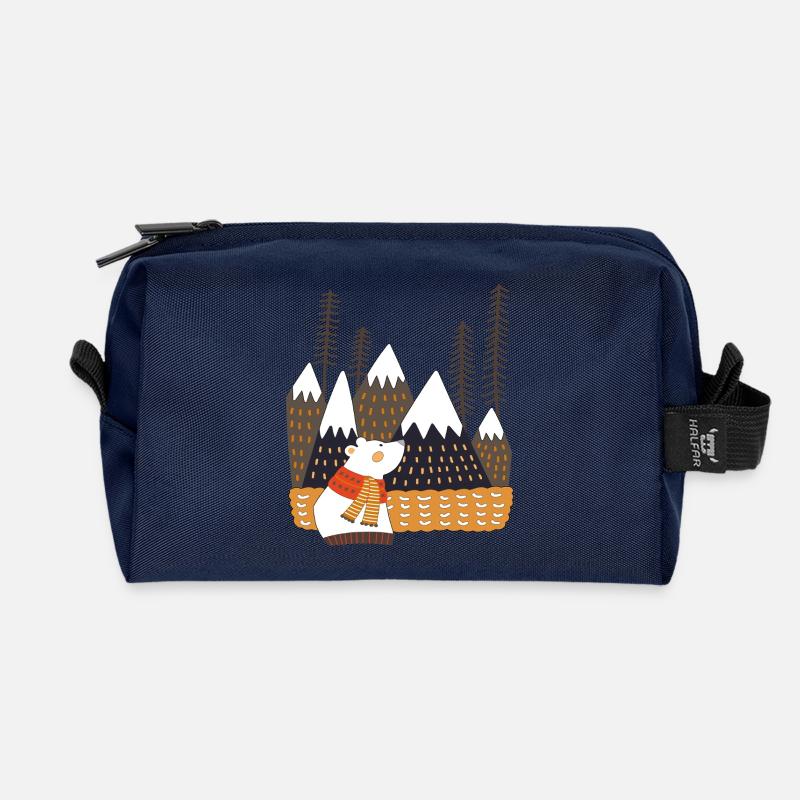 Winterwald mit Eisbär - Recycelte Kulturtasche - Navy