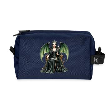 Geflügelte Dunkle Königin mit Stab - Recycelte Kulturtasche - Navy - Vorne