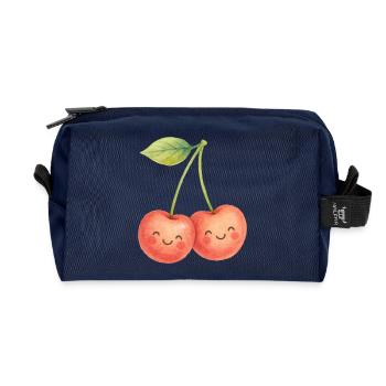 Kuschelige Kirschpärchen Kirsche Obst Sommer Liebe - Recycelte Kulturtasche - Navy - Vorne