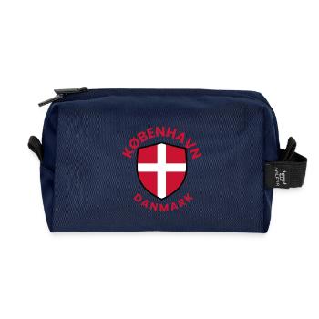 Copenhagen Shield with Danish Flag - Recycled Toiletry Zip Bag - navy - Front