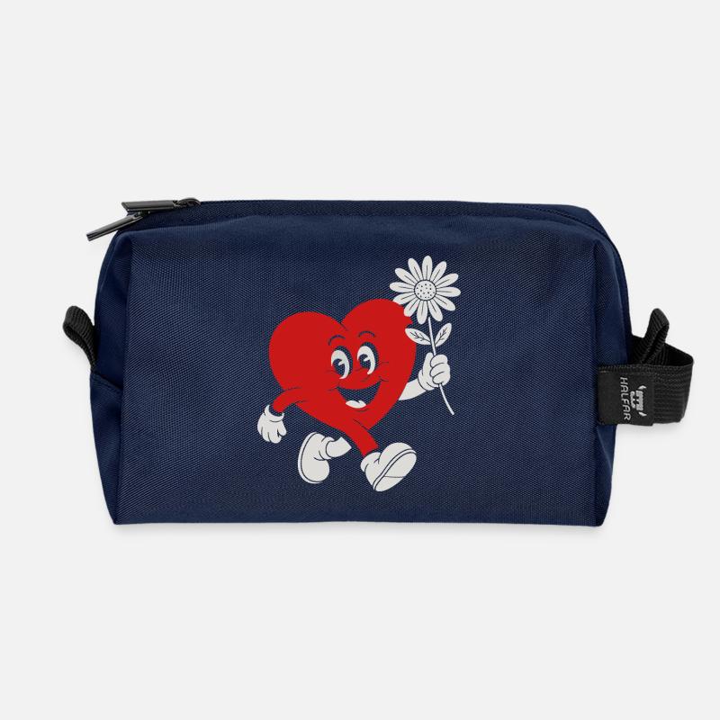 Heart Hero with Daisy - Recycled Toiletry Zip Bag - navy