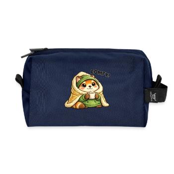 Kuschelpanda im Wintermantel - Recycelte Kulturtasche - Navy - Vorne