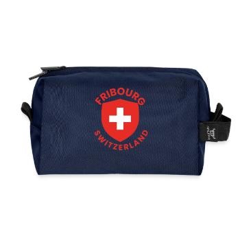 Fribourg Swiss Shield with Cross - Recycled Toiletry Zip Bag - navy - Front