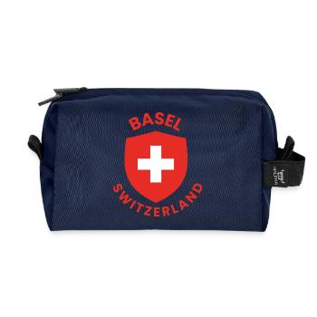 Basel shield Swiss cross - Recycled Toiletry Zip Bag - navy - Front