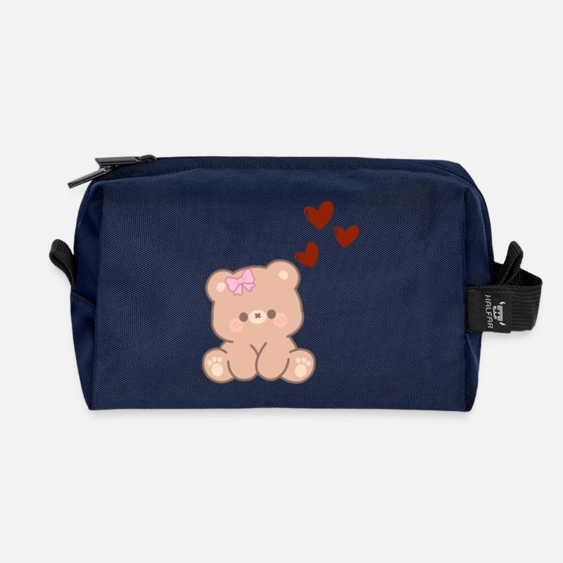 Little bear in love - Recycled Toiletry Zip Bag - navy