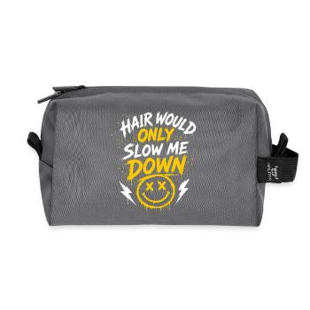 Hair Would Only Slow Me Down - Grunge Smiley - Recycled Toiletry Zip Bag - anthracite - Front