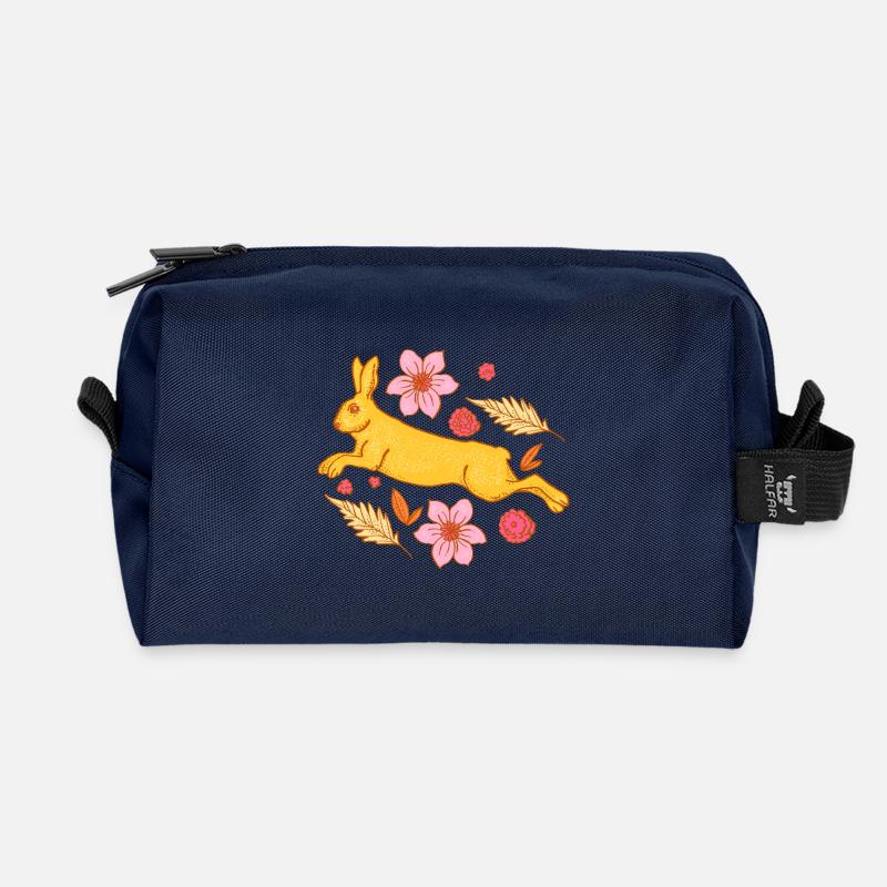 Bunter Osterhase - Recycelte Kulturtasche - Navy