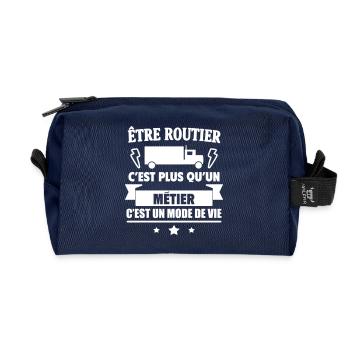 Routier un mode vie chauffeur routier Humour - Trousse de toilette en tissu recyclé - marine - Devant