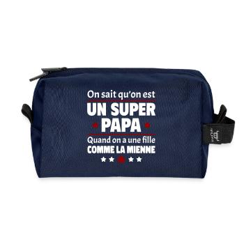 Super Papa : Fille comme la mienne - Trousse de toilette en tissu recyclé - marine - Devant
