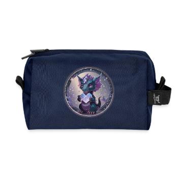 Süßer Drache mit Kristall- Herz - Recycelte Kulturtasche - Navy - Vorne