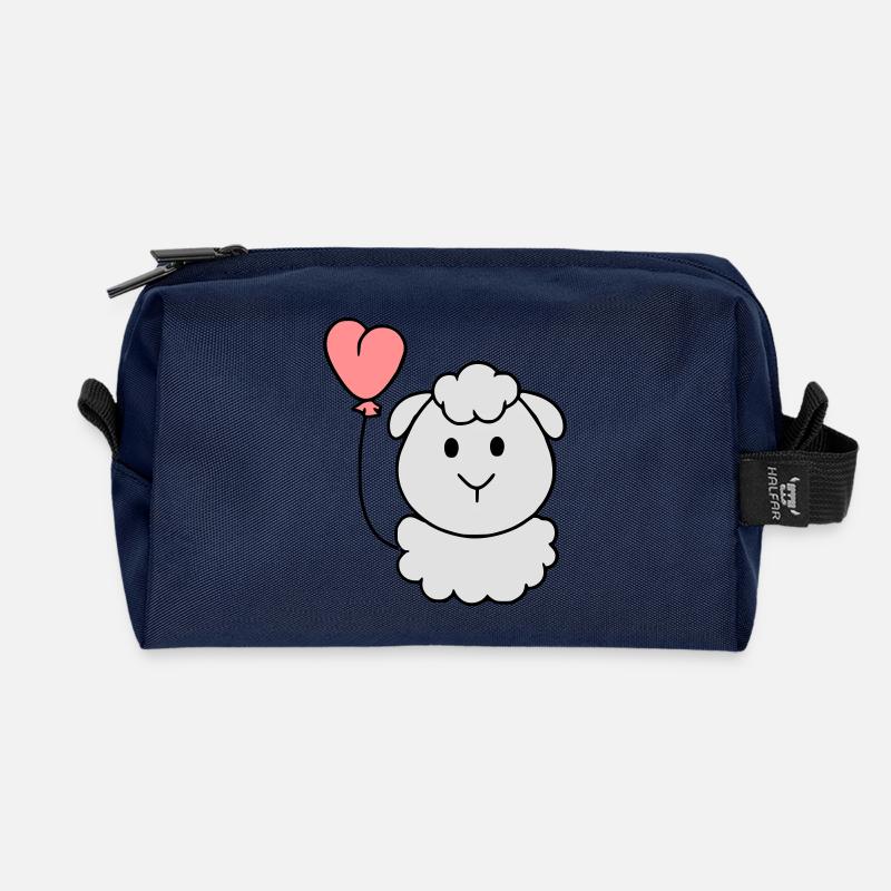 Schäfchen mit Herzballon - Recycelte Kulturtasche - Navy