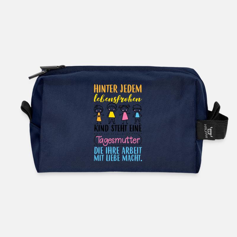 lebensfrohes Kind - Tagesmutter mit Liebe - Recycelte Kulturtasche - Navy
