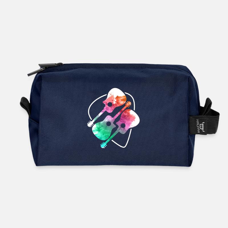 3 Colorful Guitars - Recycled Toiletry Zip Bag - navy