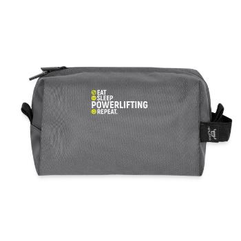 Eat, sleep, powerlifting, repeat - Recycled Toiletry Zip Bag - anthracite - Front
