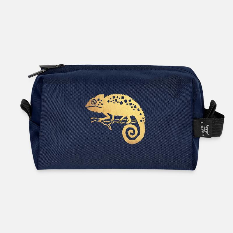 gold chamäleon - Recycelte Kulturtasche - Navy