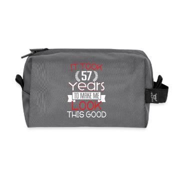 Anniversaire 57 ans · chemise · disant anniversaire - Trousse de toilette en tissu recyclé - anthracite - Devant