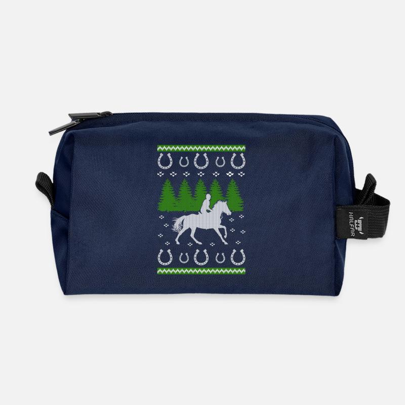 Pferde Ugly Christmas Jumper Gift - Recycelte Kulturtasche - Navy