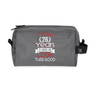 Birthday 26 years · shirt · birthday saying - Recycled Toiletry Zip Bag - anthracite - Front
