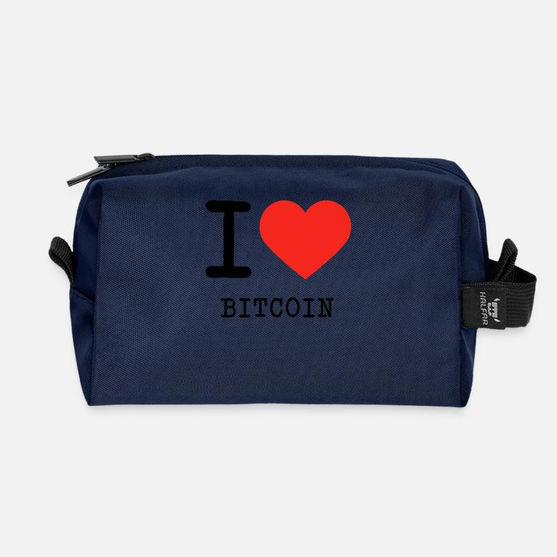 I love Bitcoin - Recycled Toiletry Zip Bag - navy