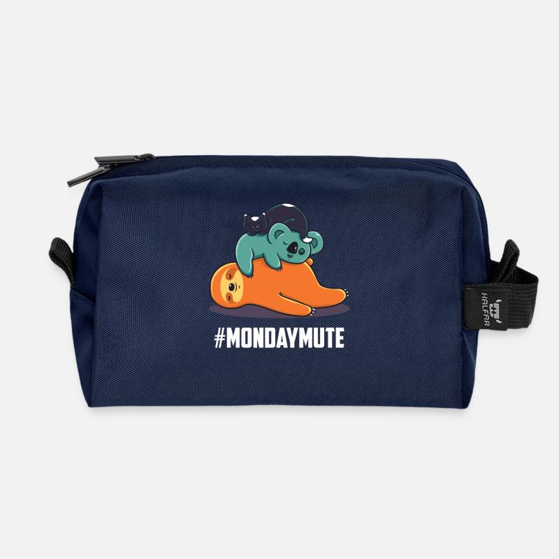 Lazy sloth koala funny gift monday - Recycled Toiletry Zip Bag - navy