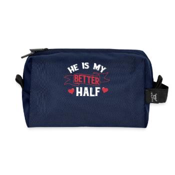 Er ist meine bessere Hälfte - Recycelte Kulturtasche - Navy - Vorne