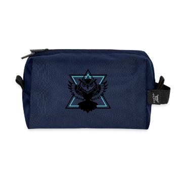 fliegende Eule vor zwei Dreiecken Geschenk Vogel - Recycelte Kulturtasche - Navy - Vorne
