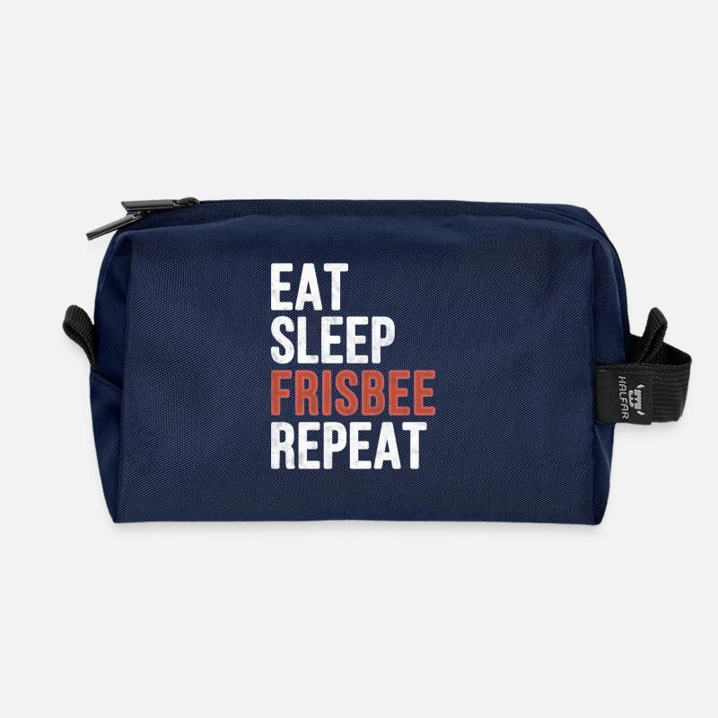 Eat sleep Frisbee Repeat - Funny Gift - Recycelte Kulturtasche - Navy