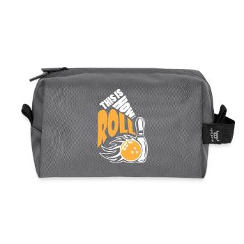 Bowling, donc je roule idée cadeau - Trousse de toilette en tissu recyclé - anthracite - Devant