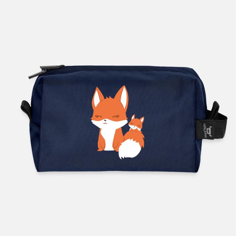Fuchs - Füchsin - Familie - Geschenk - Fox - Recycelte Kulturtasche - Navy