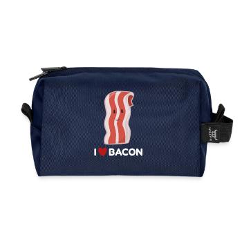 I love bacon - Recycled Toiletry Zip Bag - navy - Front