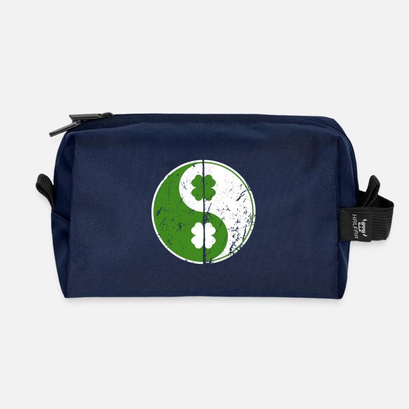 Yin Yang Shamrocks chinesisches Symbol St. Patrick - Recycelte Kulturtasche - Navy