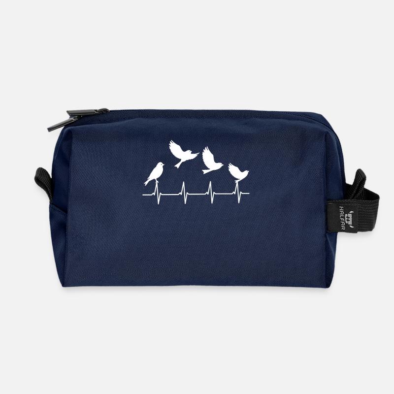 Birdwatching - Vögel - Herzschlag- Geschenk - Recycelte Kulturtasche - Navy
