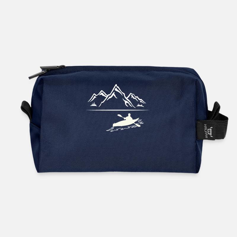 Kayaking - canoeing - kayaking - paddling - mountains - Recycled Toiletry Zip Bag - navy