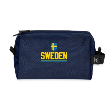 Sweden football fan world championship flag - Recycled Toiletry Zip Bag - navy - Front